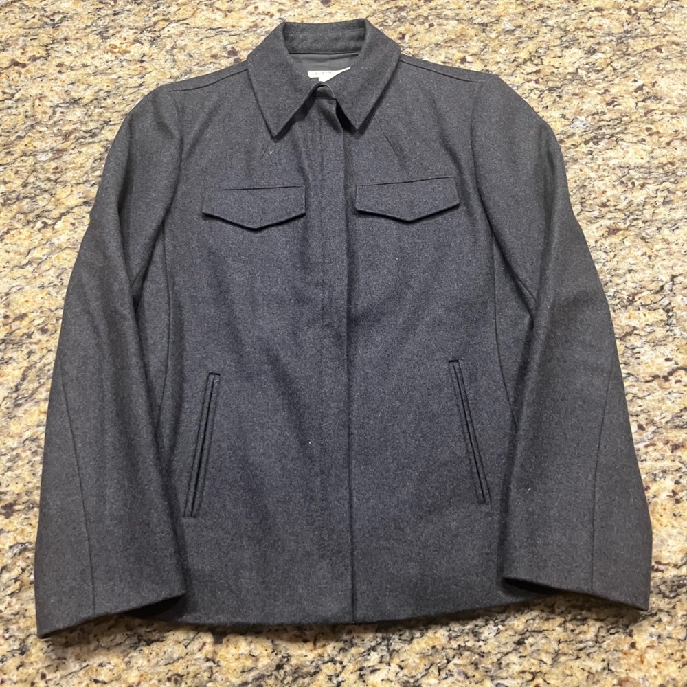 J. Crew Womens Gray Wool Blend Full Zip Utility Jacket Coat Charcoal Small S‎